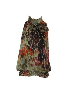IZ Byer California Floral Sleeveless Halter Top XL Multicolor Ruffle Neckline